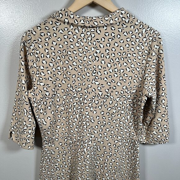 J. Mclaughlin Leopard Shirt Dress Size Medium Animal Print Catalina Cloth Work - Picture 7 of 9